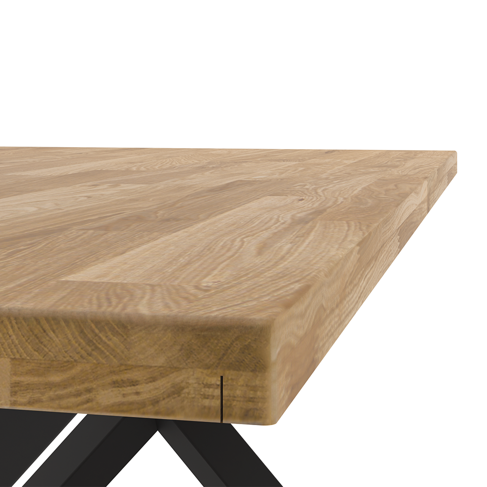 Jídelní stůl MALMO LINEAR | 180x100 cm | nerozkládací | dřevo MASIV dub + nohy kov černá