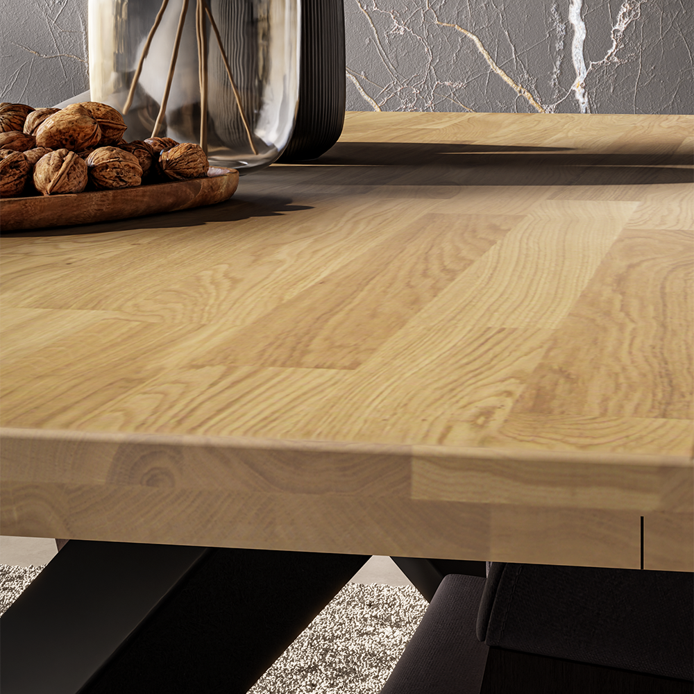 Jídelní stůl MALMO LINEAR | 180x100 cm | nerozkládací | dřevo MASIV dub + nohy kov černá