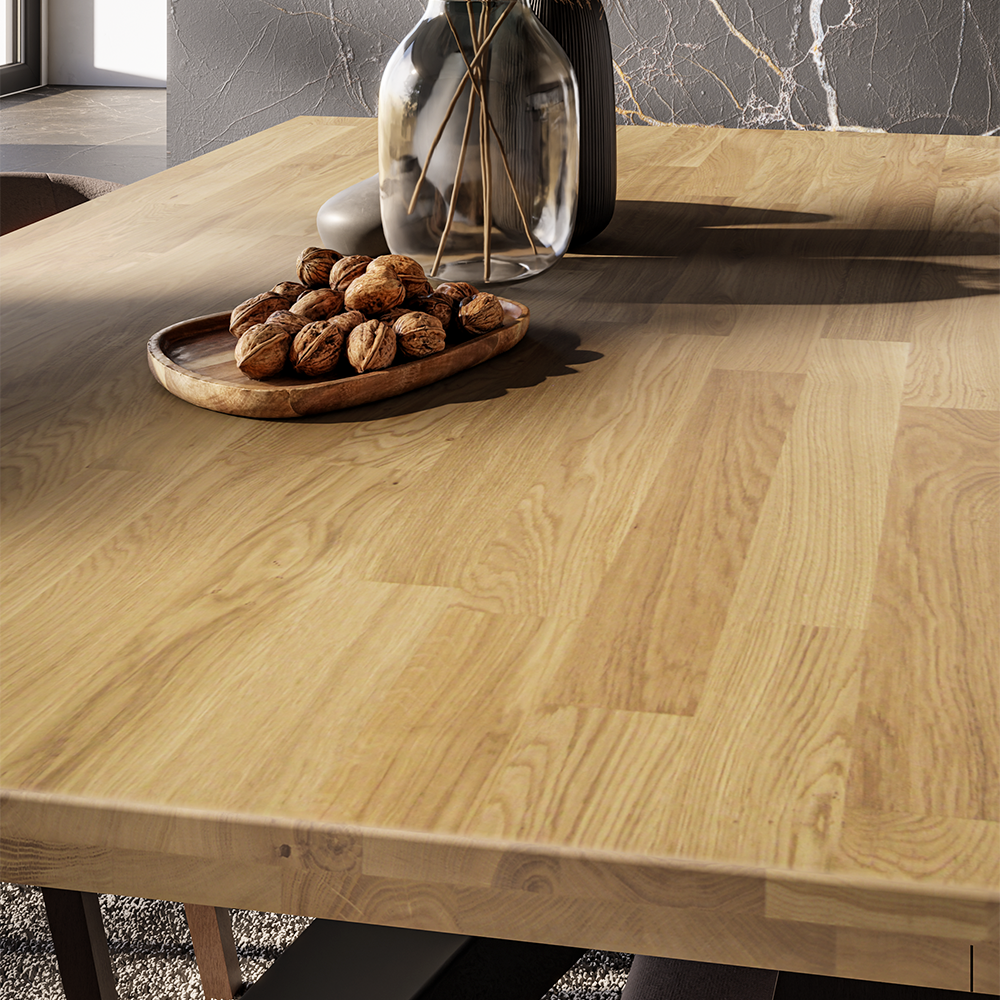 Jídelní stůl MALMO LINEAR | 180x100 cm | nerozkládací | dřevo MASIV dub + nohy kov černá