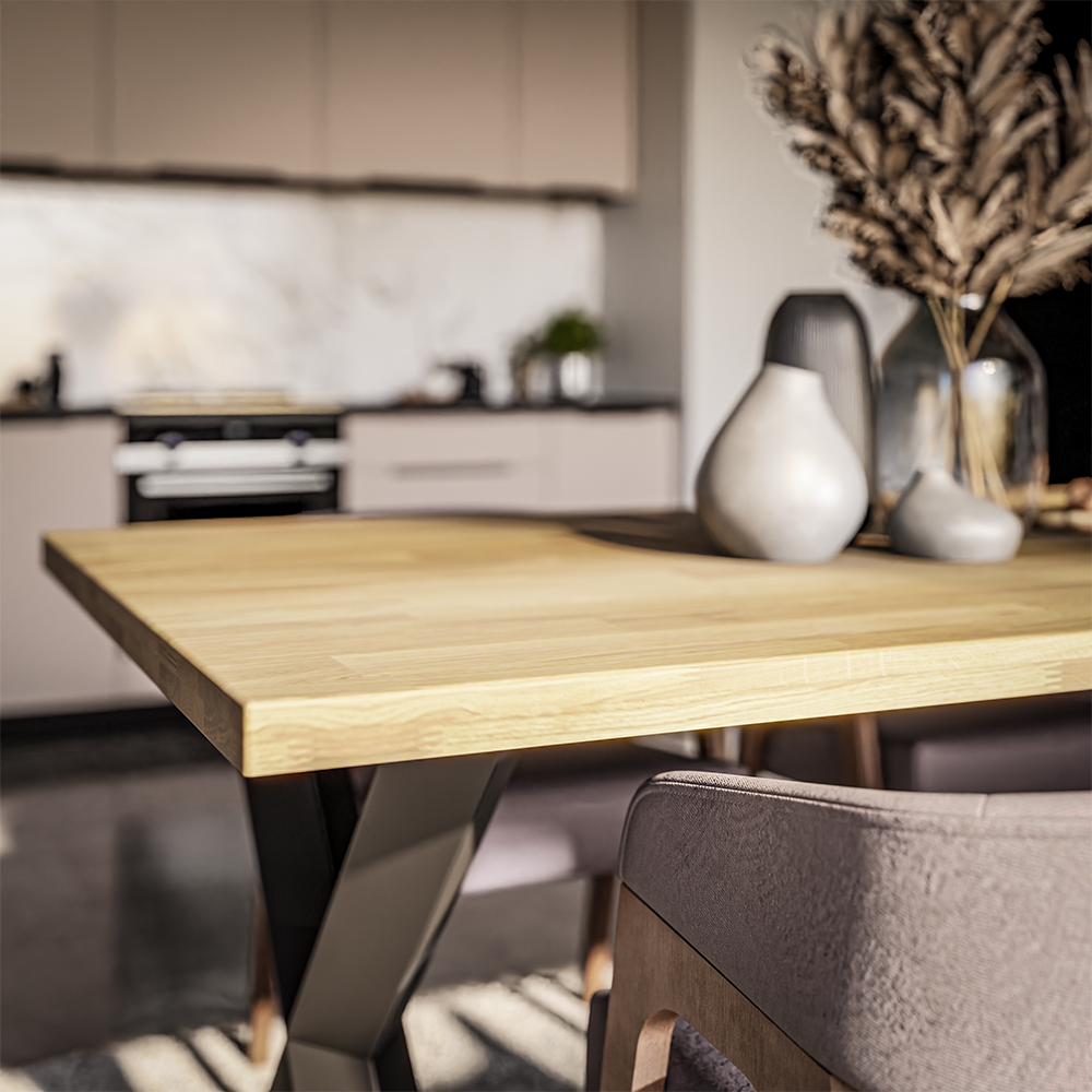 Jídelní stůl MALMO LINEAR | 180x100 cm | nerozkládací | dřevo MASIV dub + nohy kov černá