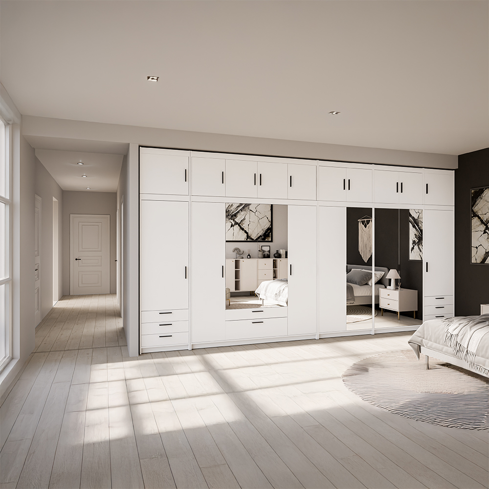 Šatní skříň ELENA + nástavce | sestava 475,5 cm | bílá