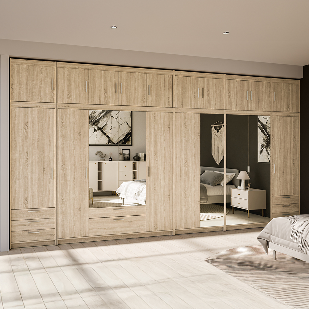 Šatní skříň ELENA + nástavce | sestava 475,5 cm | dub sonoma