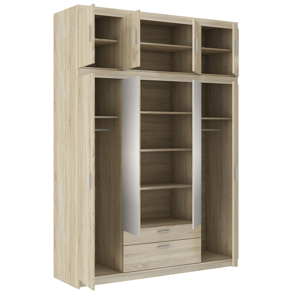 Šatní skříň ELENA + nástavce | sestava 475,5 cm | dub sonoma