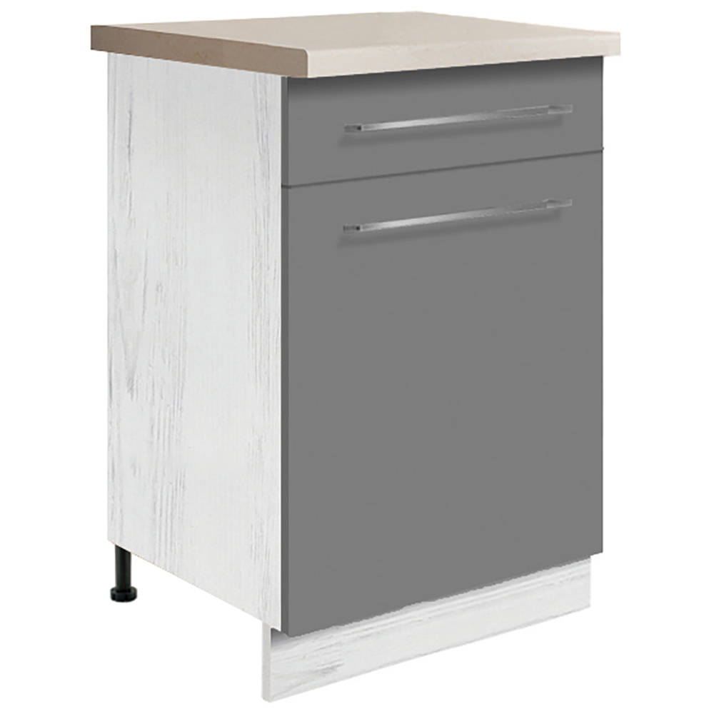 CREATIVA se | dolní skříňka CRE-4D se zásuvkou a policí | 50 cm | VÝBĚR KORPUSU a KOVÁNÍ | šedá lesk