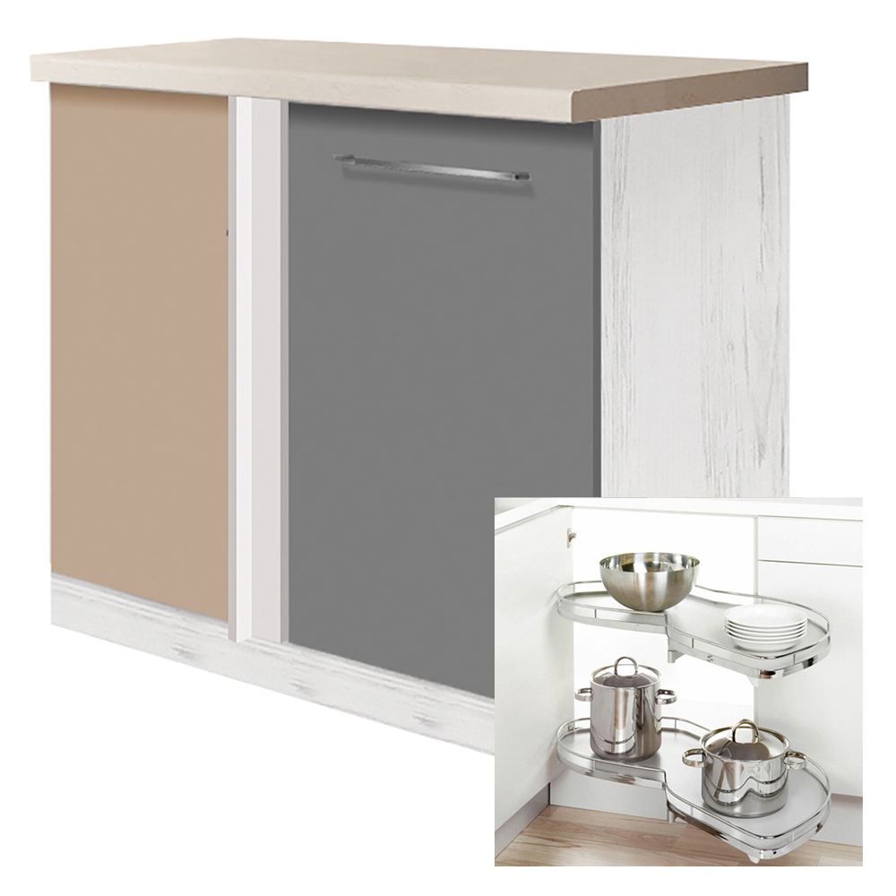 CREATIVA se | dolní skříňka CRE-25D rohová + výsuvné police | 60x110 cm | VÝBĚR KORPUSU | šedá lesk