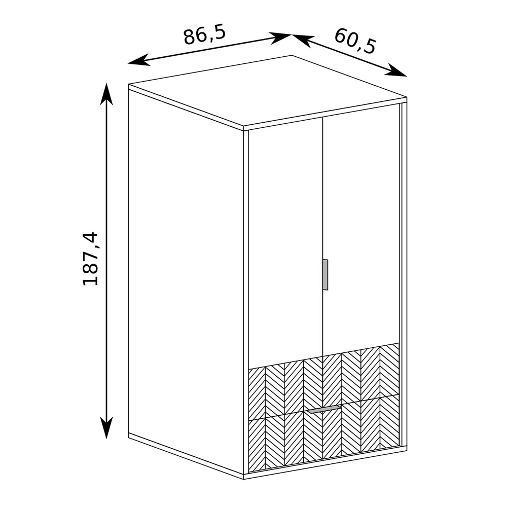 FONTI | šatní skříň F-1 + kovové nohy 12 cm | 86,5 cm | dub karamel