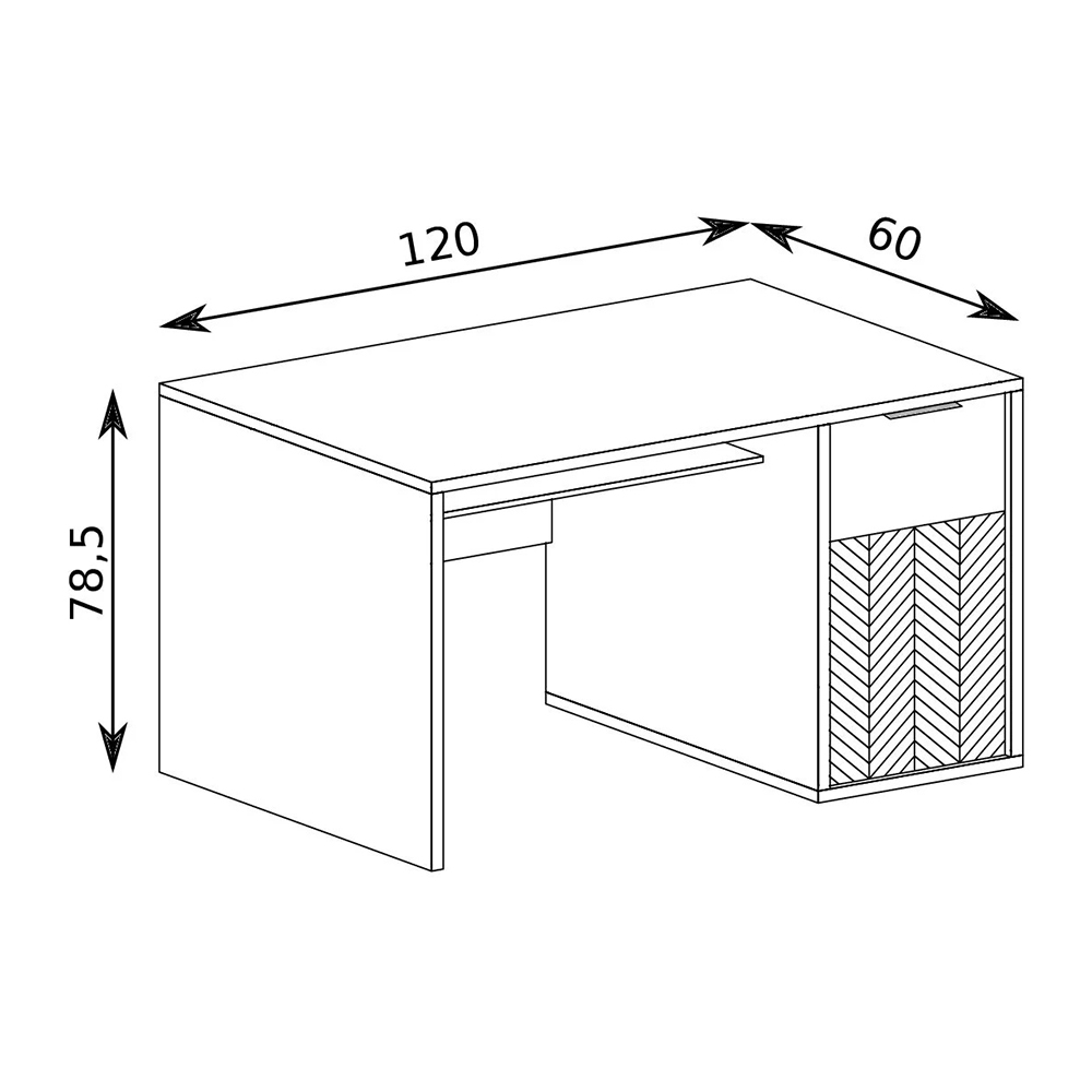 FONTI | psací stůl F-14 | 120 cm | dub karamel | s výsuvem na klávesnici