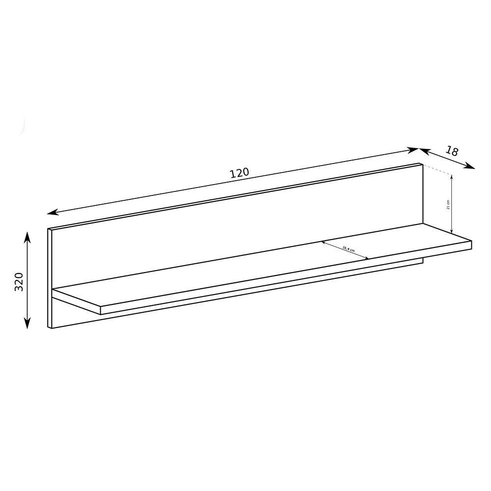 FONTI | závěsná police F-9 | 120 cm | dub karamel