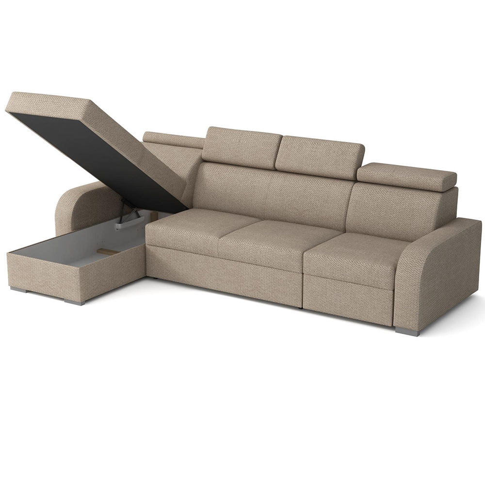 Sedací souprava OSLO L + 1x taburet OSLO | 170x305 | rozkládací + úložný prostor | tmavě modrá WATER REPELLENT