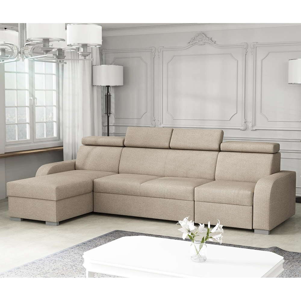 Sedací souprava OSLO L + 1x taburet OSLO | 170x305 | rozkládací + úložný prostor | tmavě modrá WATER REPELLENT