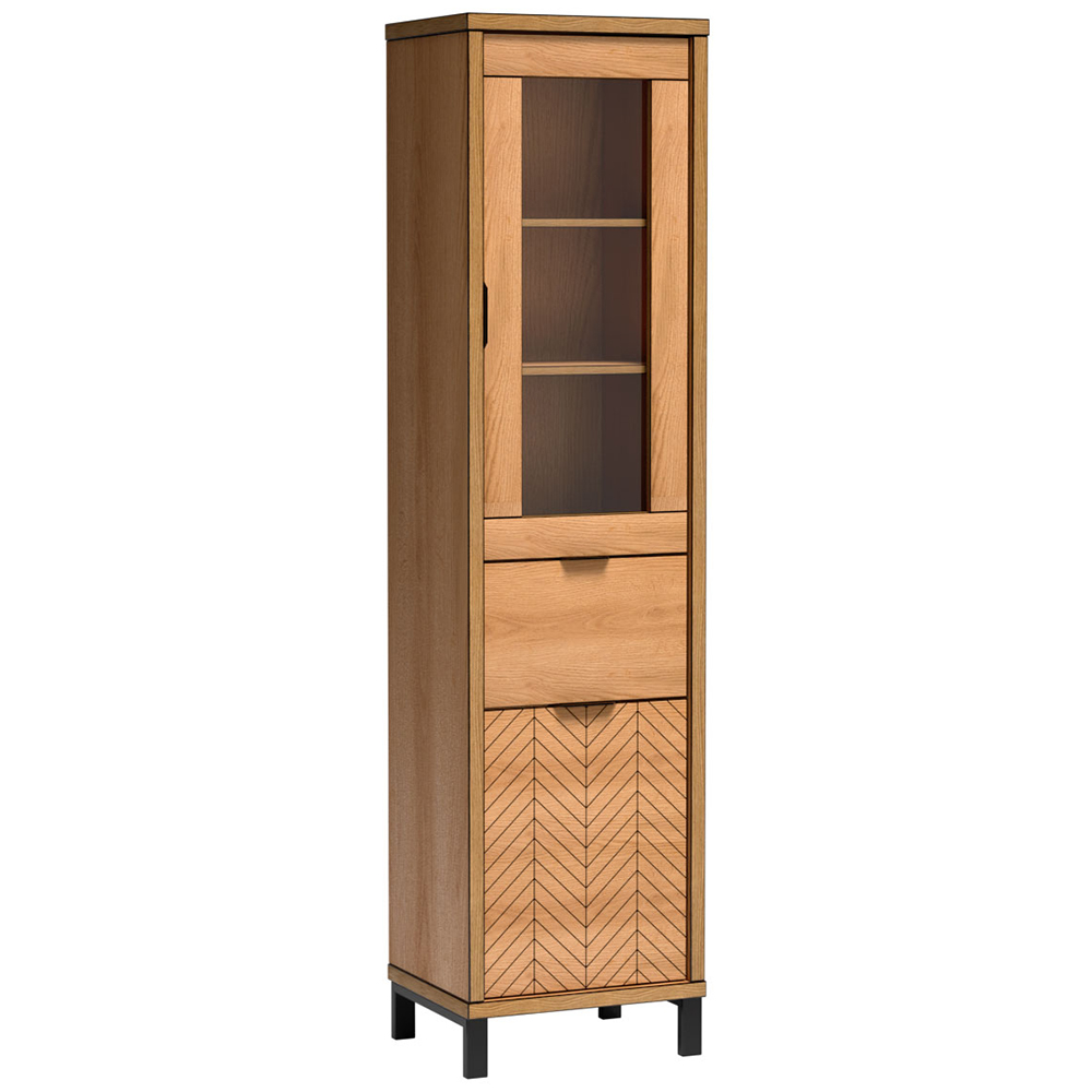 FONTI | vitrína F-2 + kovové nohy 12 cm | 50 cm | dub karamel | se zásuvkou