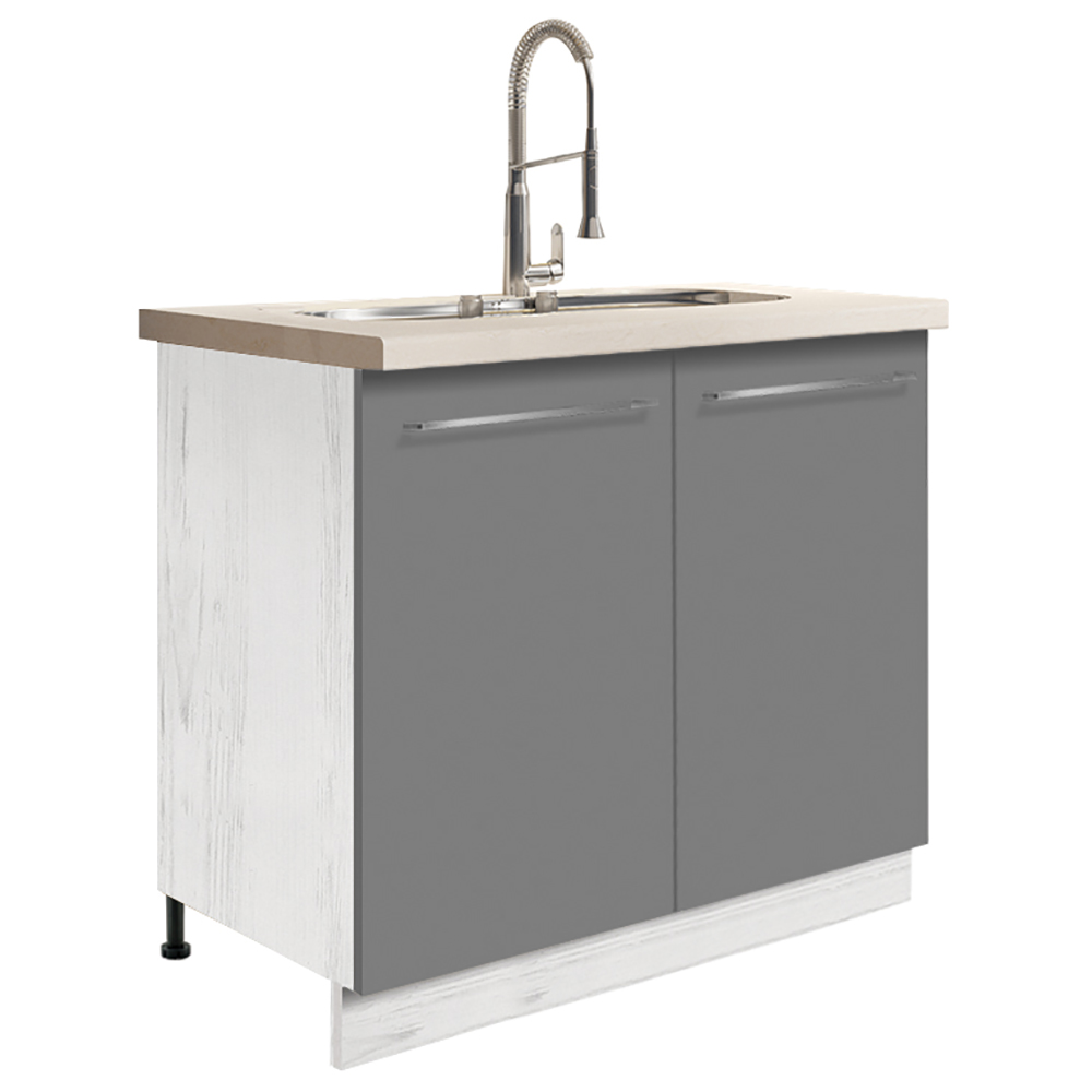 Kuchyňská linka CREATIVA | 270 cm | VÝBĚR KORPUSU a KOVÁNÍ | bílá lesk/šedá lesk