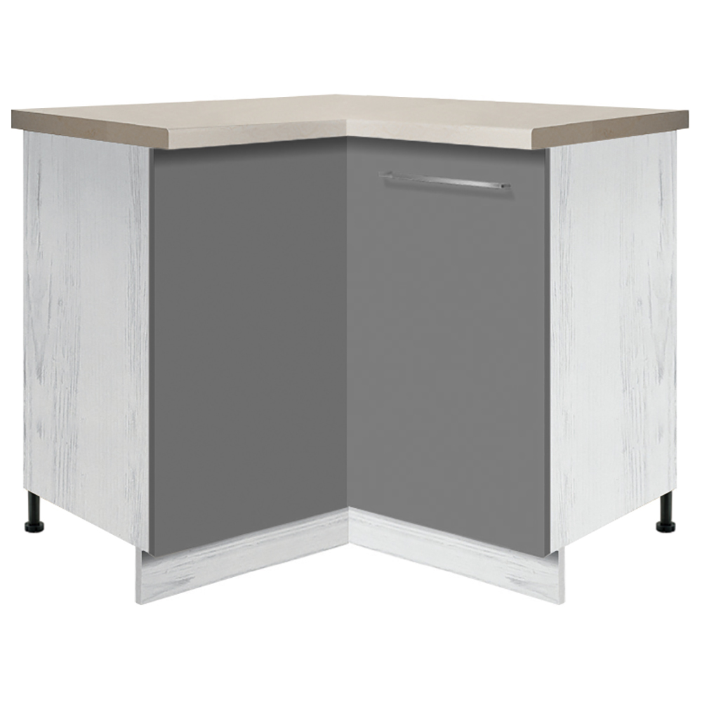 Kuchyňská linka CREATIVA | 230x290 cm | VÝBĚR KORPUSU a KOVÁNÍ | bílá lesk/šedá lesk