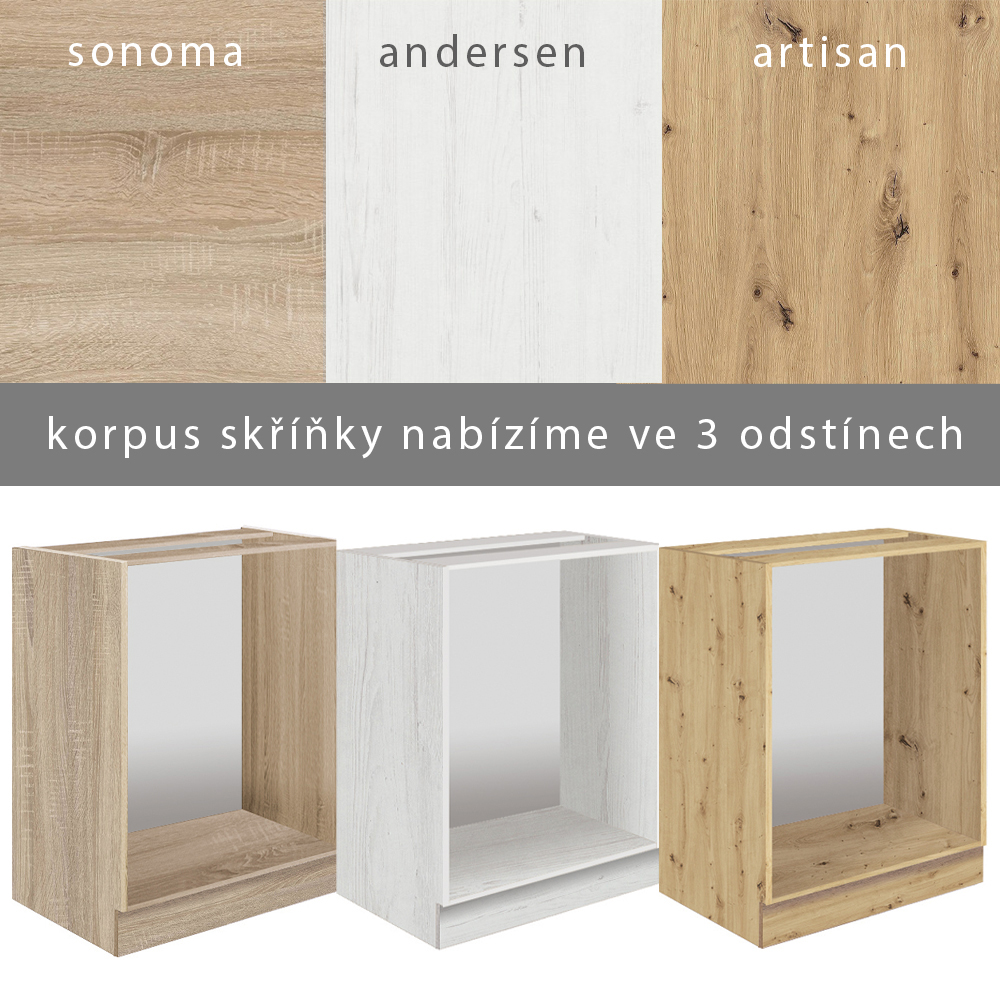 SMART s | dolní skříňka SC-5D | 60 cm | VÝBĚR KORPUSU a KOVÁNÍ | UNI dvířka | šedá mat