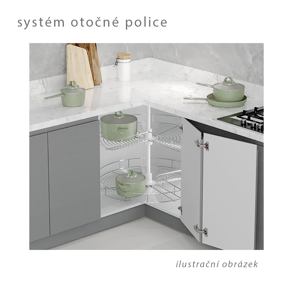 SMART s | dolní skříňka SC-16D rohová + otočná police | 90x90 cm | VÝBĚR KORPUSU | šedá mat