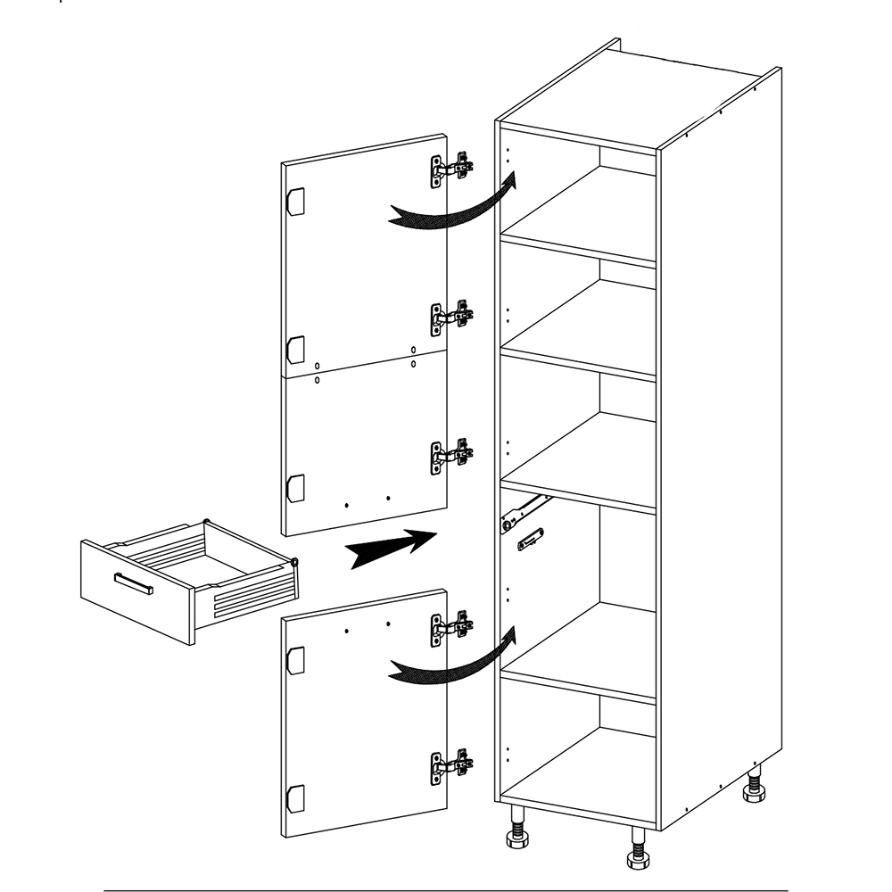 SMART s | vysoká skříňka SC-19D potravinová | 40 cm | VÝBĚR KORPUSU | UNI dvířka | šedá mat