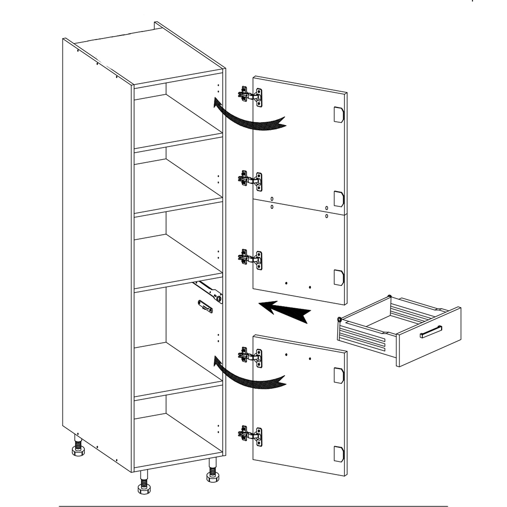 SMART s | vysoká skříňka SC-19D potravinová | 40 cm | VÝBĚR KORPUSU | UNI dvířka | šedá mat