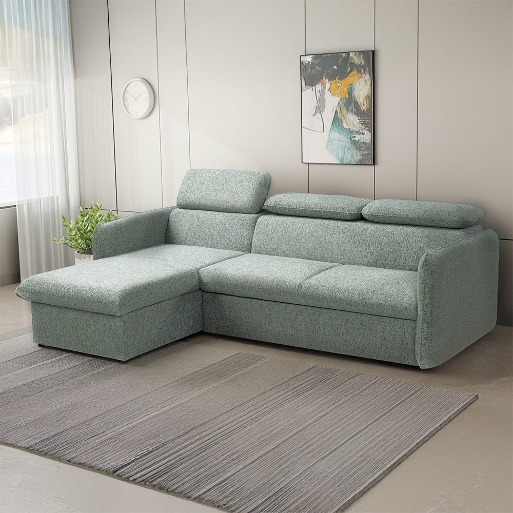 Malá sedací souprava SLIM | 179x235 cm | LEVÁ | rozkládací + úložný prostor | VÝBĚR TKANIN