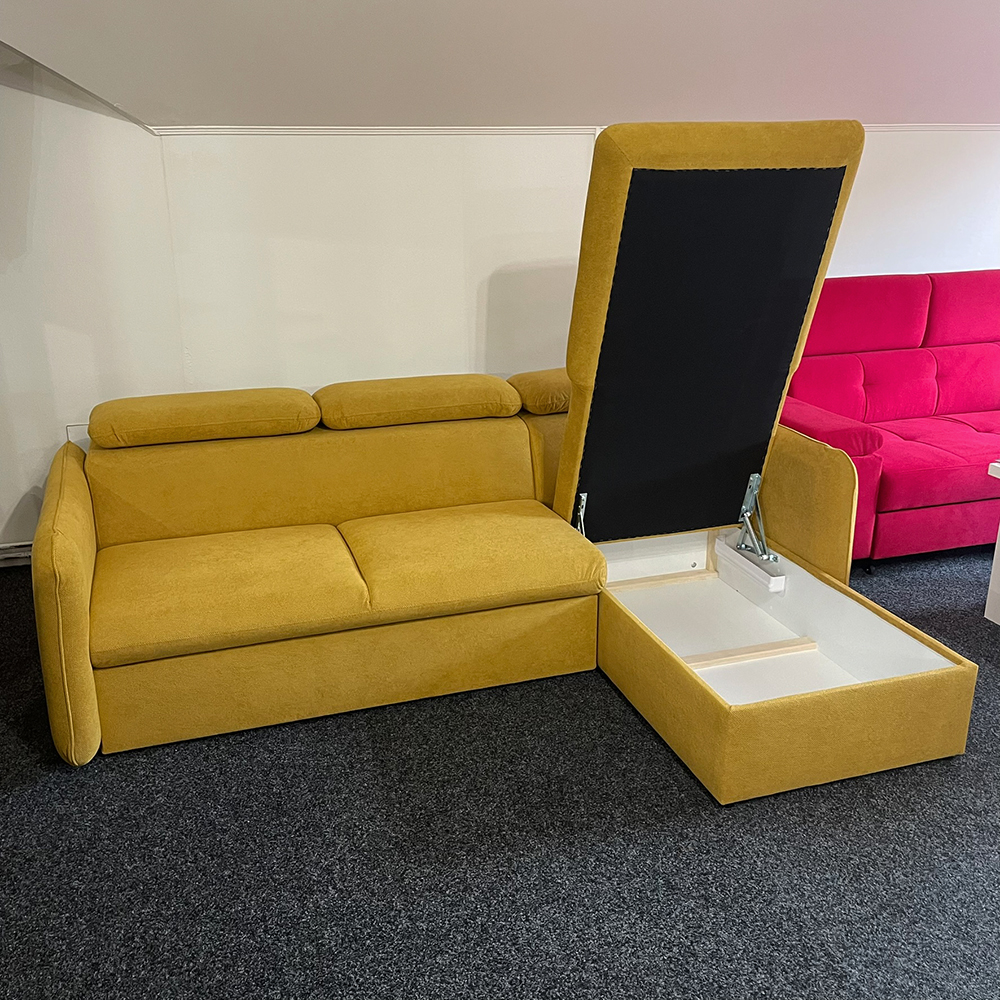 Malá sedací souprava SLIM | 235x179 cm | PRAVÁ | 63 tmavě starorůžová | rozkládací + úložný prostor