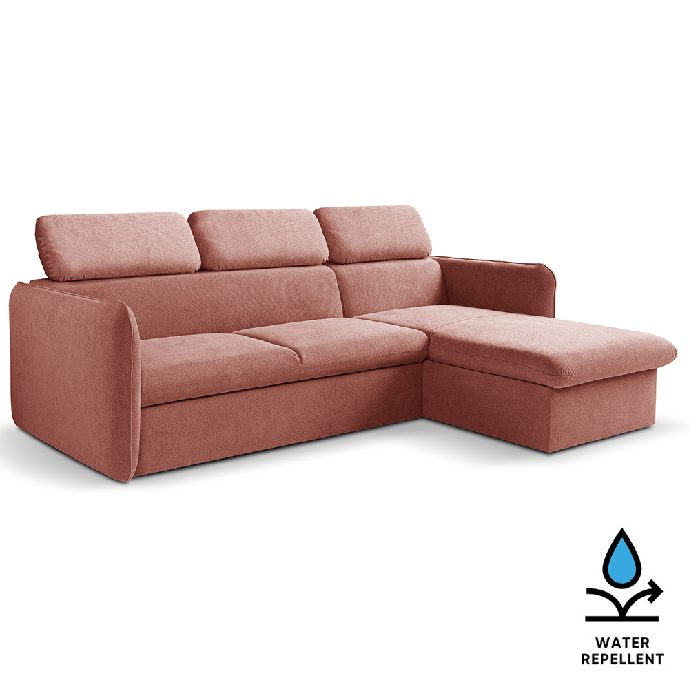 Malá sedací souprava SLIM | 235x179 cm | PRAVÁ | 63 tmavě starorůžová | rozkládací + úložný prostor