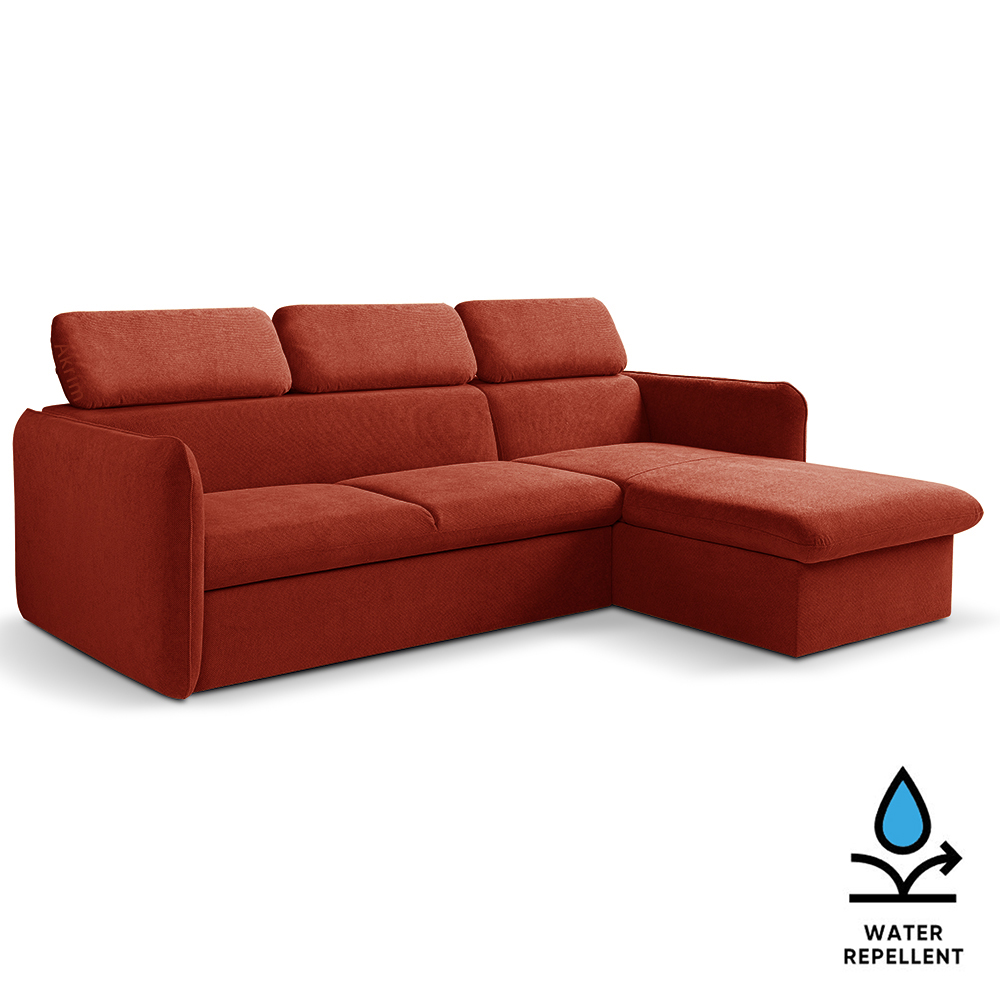 Malá sedací souprava SLIM | 235x179 cm | PRAVÁ | 57 červená | rozkládací + úložný prostor