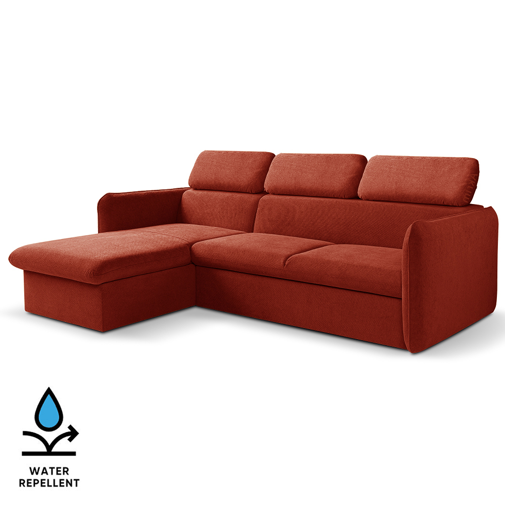 Malá sedací souprava SLIM | 179x235 cm | LEVÁ | 57 červená | rozkládací + úložný prostor