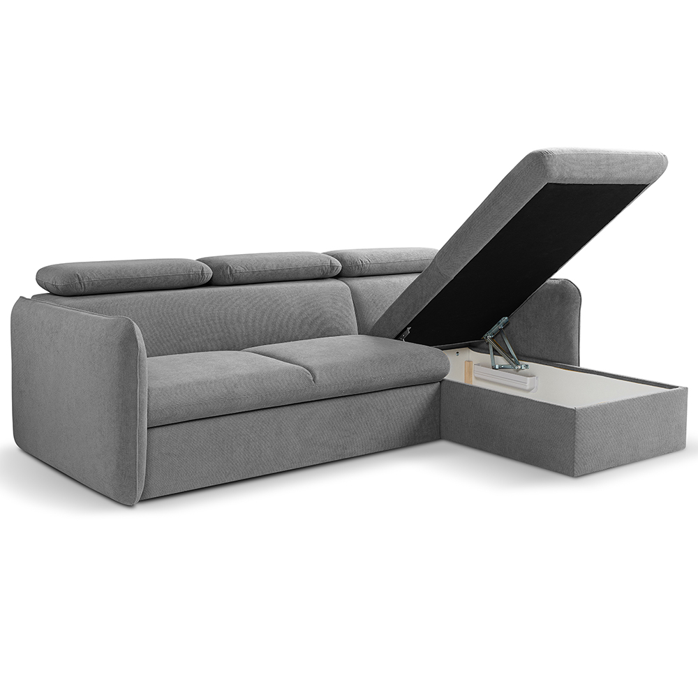 Malá sedací souprava SLIM | 235x179 cm | PRAVÁ | 35 zelená | rozkládací + úložný prostor
