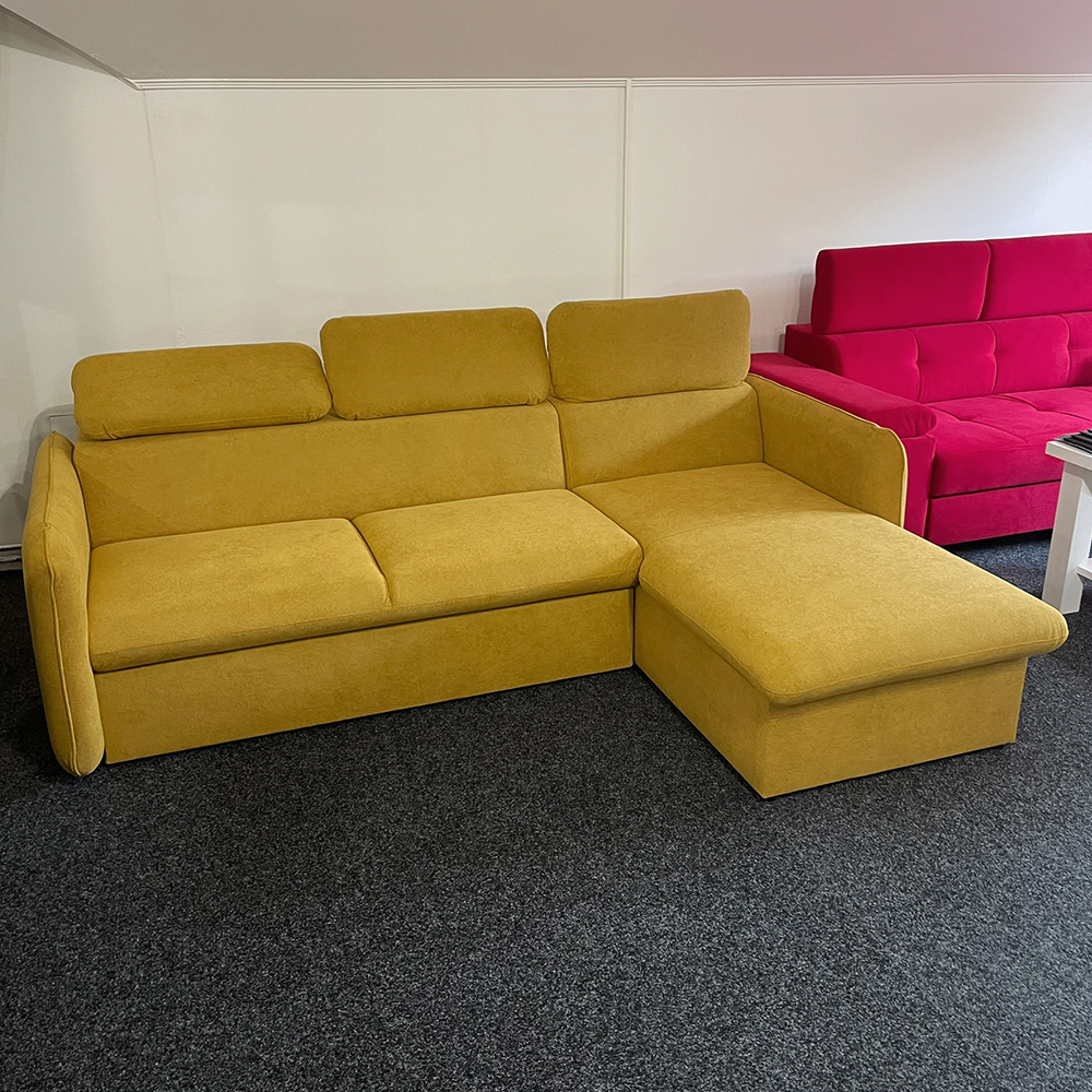 Malá sedací souprava SLIM | 235x179 cm | PRAVÁ | 39 tmavě zelená | rozkládací + úložný prostor