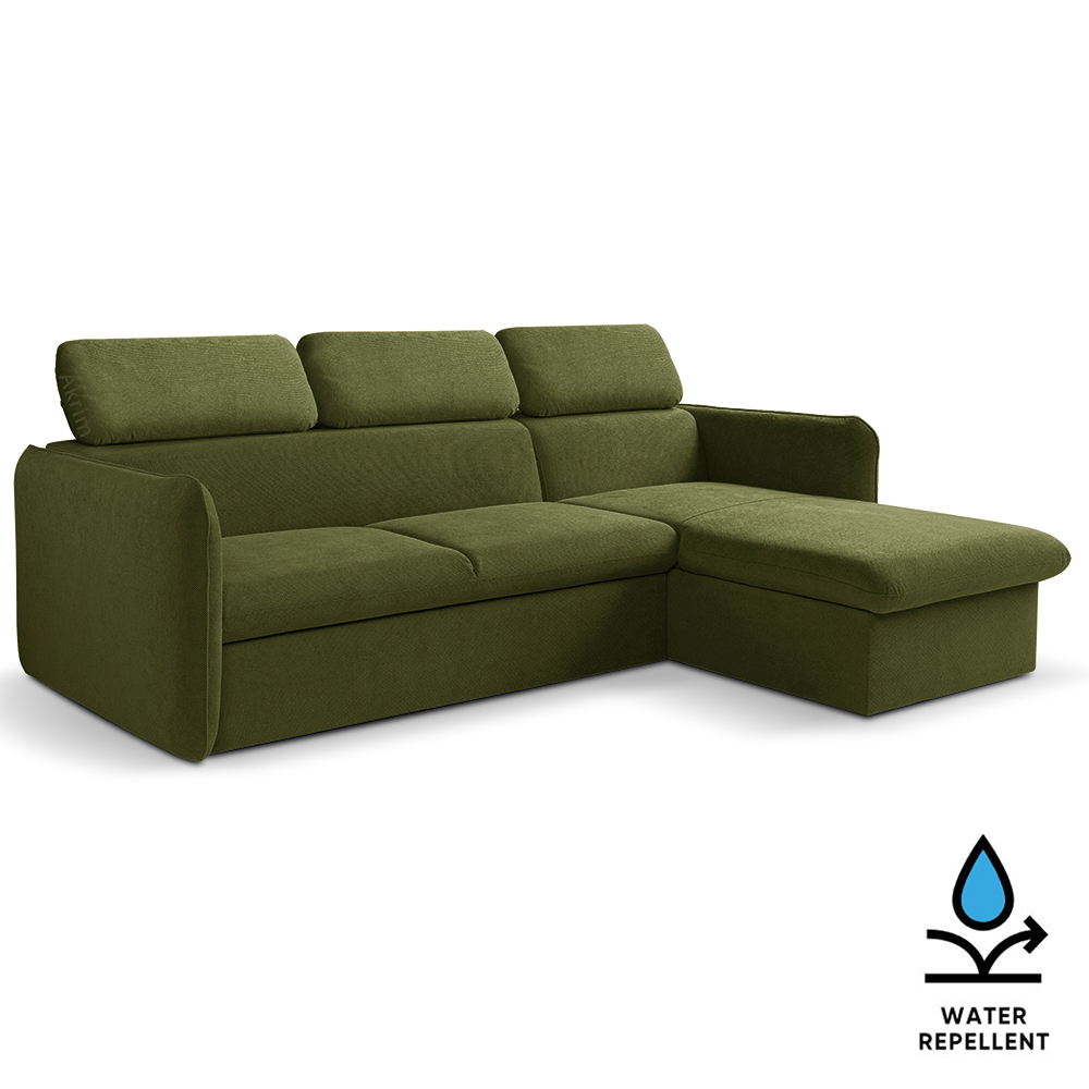 Malá sedací souprava SLIM | 235x179 cm | PRAVÁ | 39 tmavě zelená | rozkládací + úložný prostor