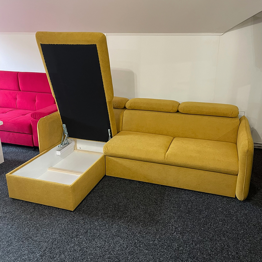 Malá sedací souprava SLIM | 179x235 cm | LEVÁ | 74 modrá | rozkládací + úložný prostor