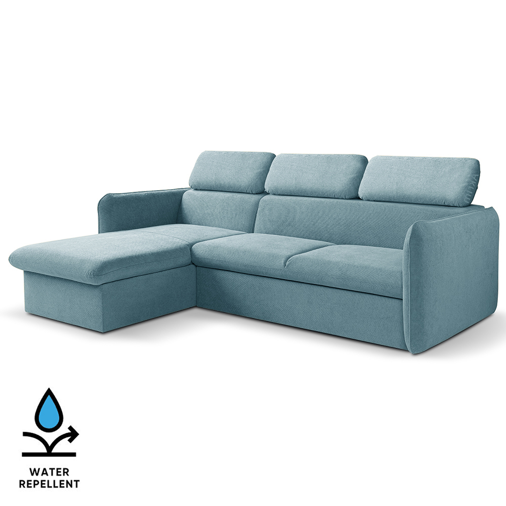 Malá sedací souprava SLIM | 179x235 cm | LEVÁ | 74 modrá | rozkládací + úložný prostor