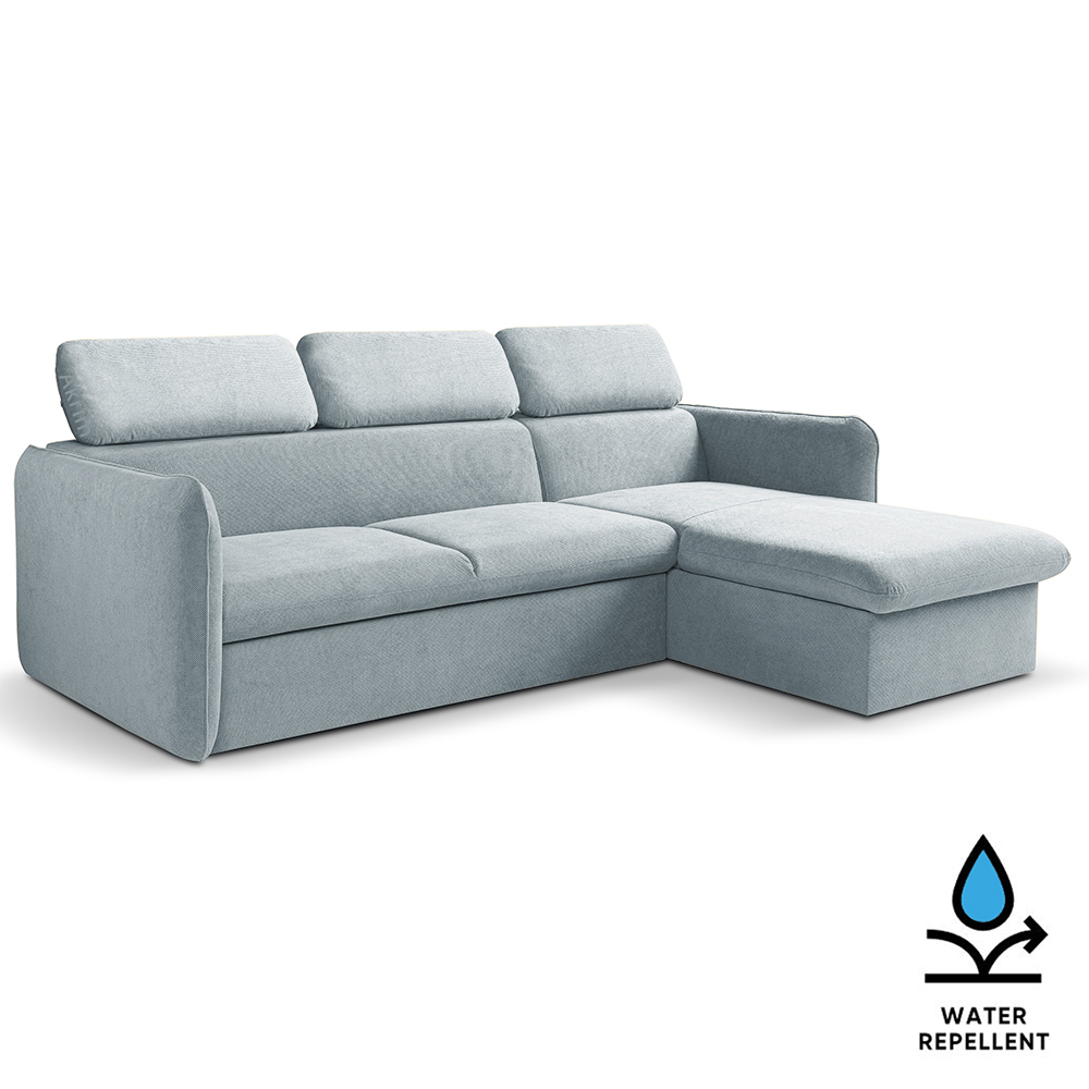 Malá sedací souprava SLIM | 235x179 cm | PRAVÁ | 70 modrošedá | rozkládací + úložný prostor