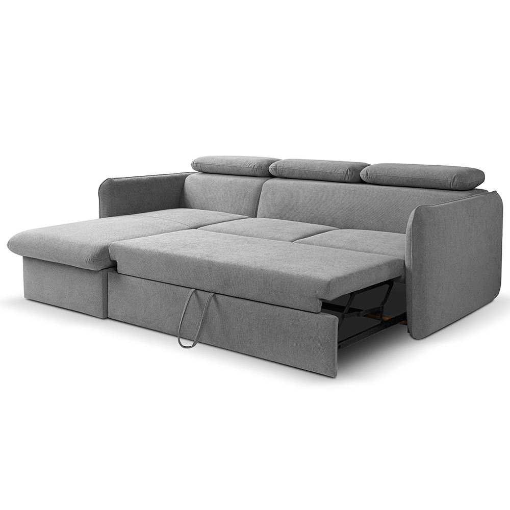 Malá sedací souprava SLIM | 179x235 cm | LEVÁ | 80 světle šedá | rozkládací + úložný prostor