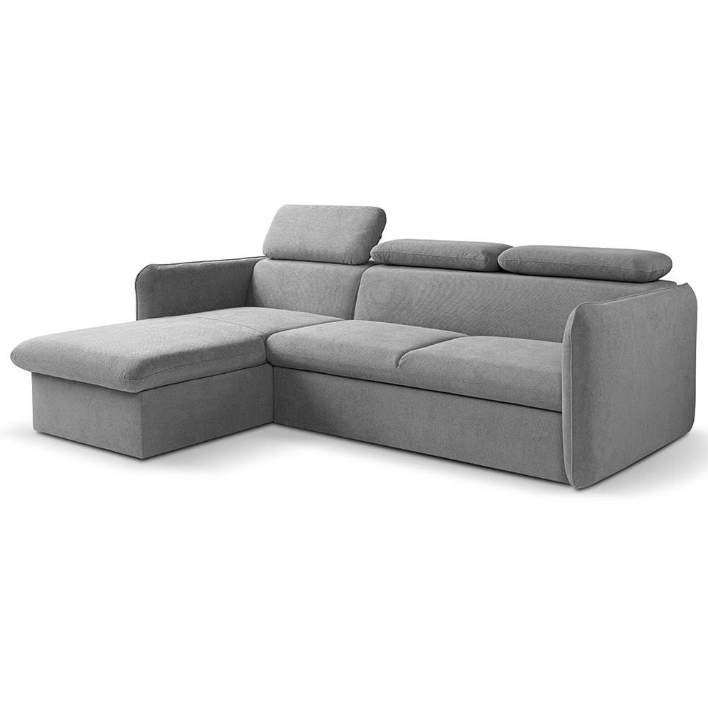 Malá sedací souprava SLIM | 179x235 cm | LEVÁ | 80 světle šedá | rozkládací + úložný prostor