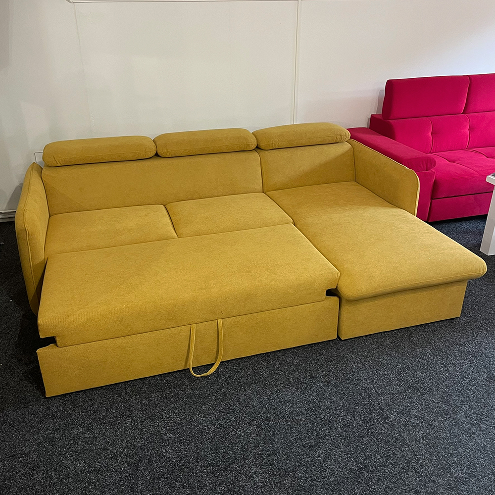 Malá sedací souprava SLIM | 235x179 cm | PRAVÁ | 84 světle šedá | rozkládací + úložný prostor