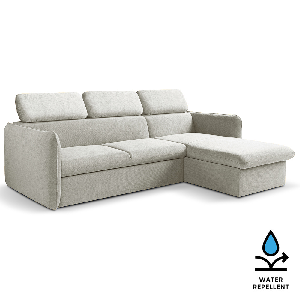 Malá sedací souprava SLIM | 235x179 cm | PRAVÁ | 84 světle šedá | rozkládací + úložný prostor