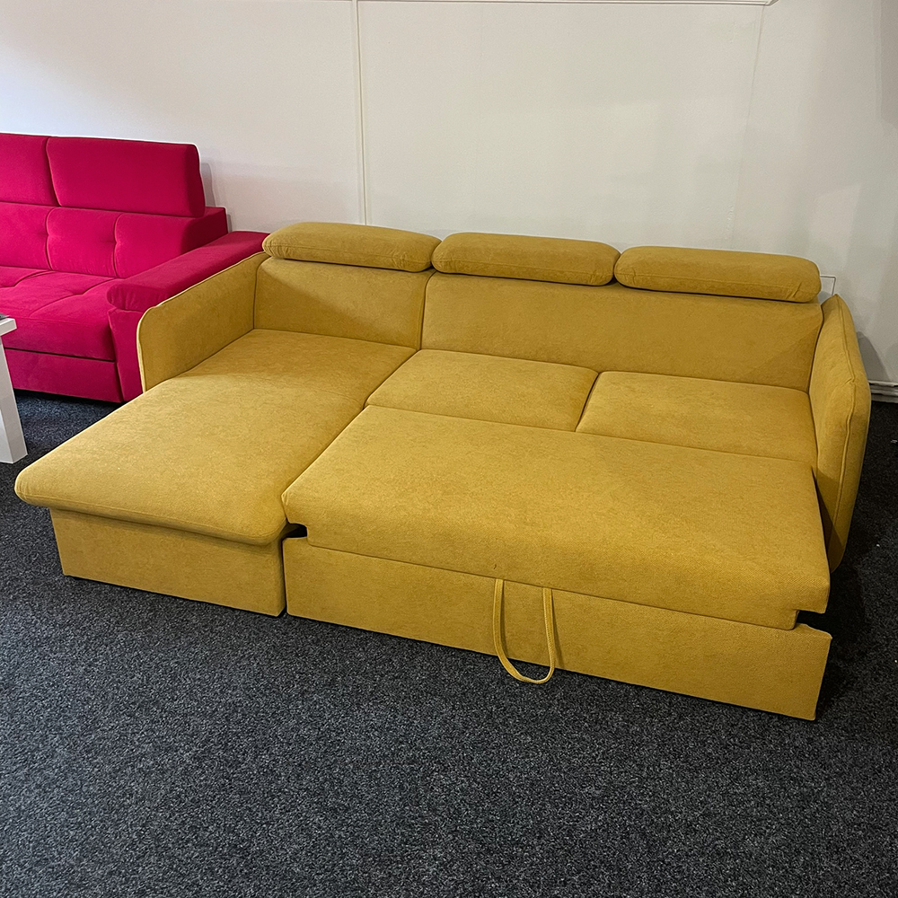 Malá sedací souprava SLIM | 179x235 cm | LEVÁ | 84 světle šedá | rozkládací + úložný prostor