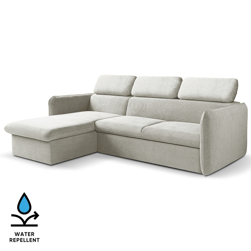 Malá sedací souprava SLIM | 179x235 cm | LEVÁ | 84 světle šedá | rozkládací + úložný prostor