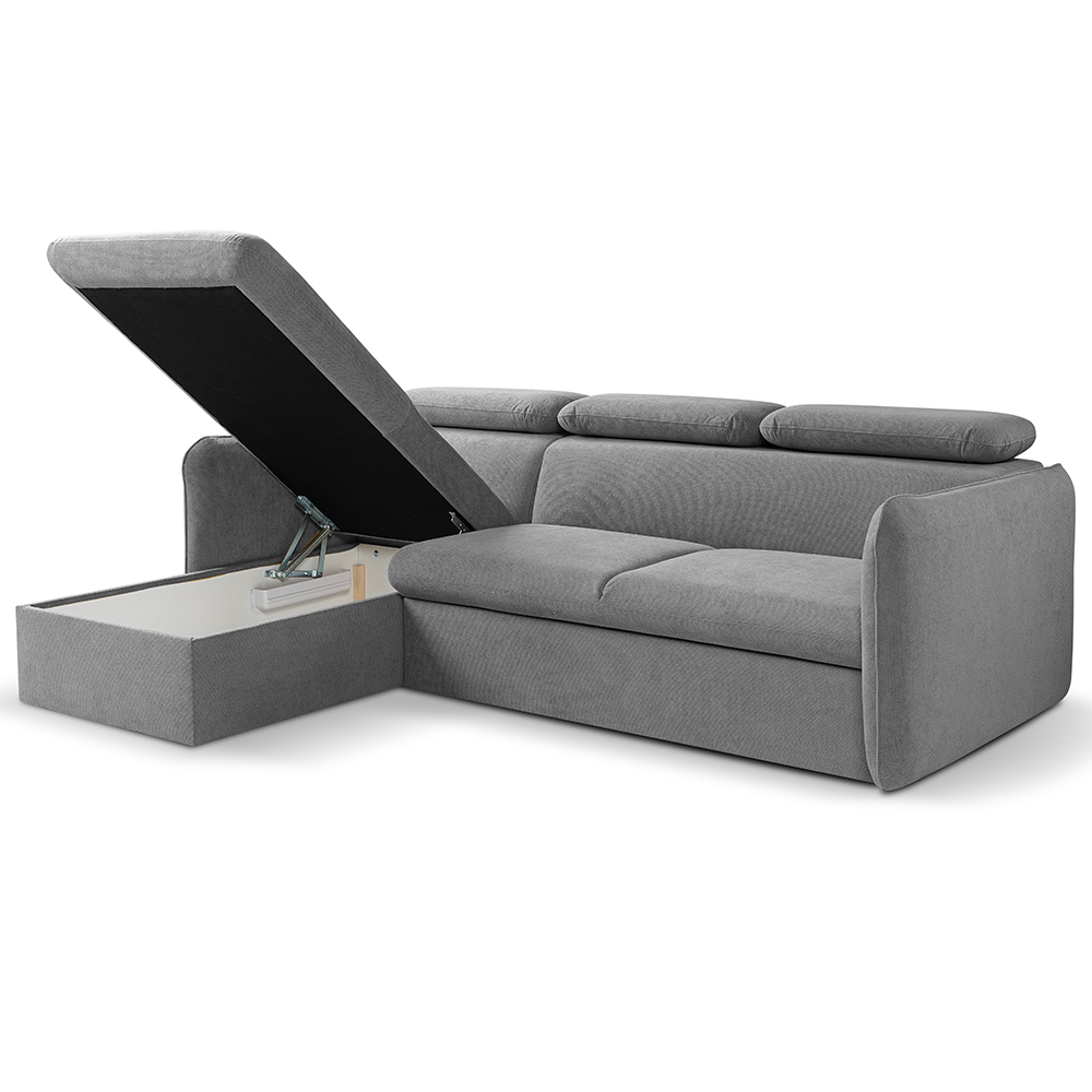 Malá sedací souprava SLIM | 179x235 cm | LEVÁ | 97 tmavě šedá | rozkládací + úložný prostor