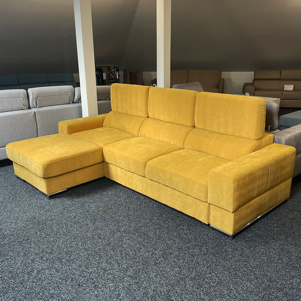 Sedací souprava BAZALT | 184x277 cm | rozkládací + úložný prostor | žlutá | VÝPRODEJ Z PRODEJNY