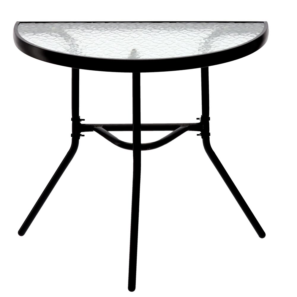 Balkónová sestava RON I | 1x půlkulatý stůl + 2x skládací židle textilní | černá | SAD7132