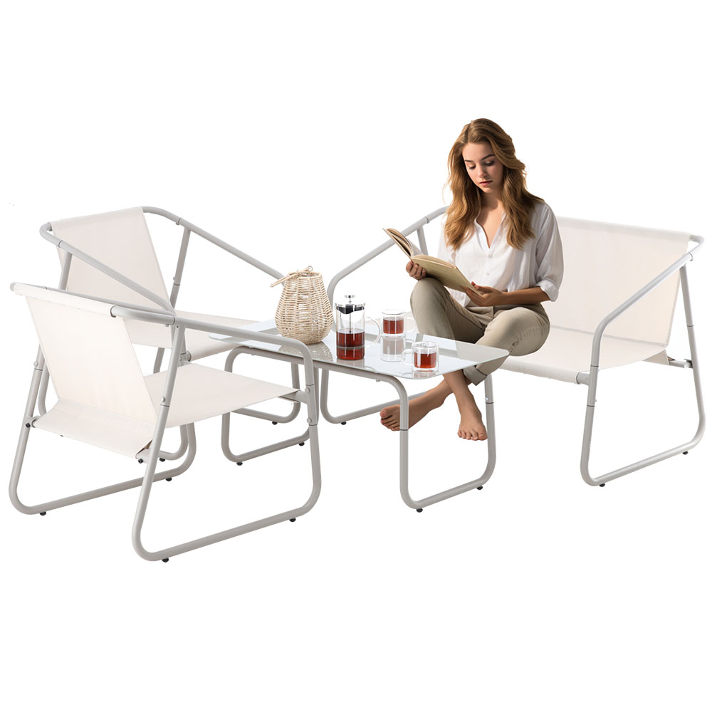 Zahradní sestava k sezení LIBO | 1 stolek + 2 židle a pohovka | béžová | ANH3811