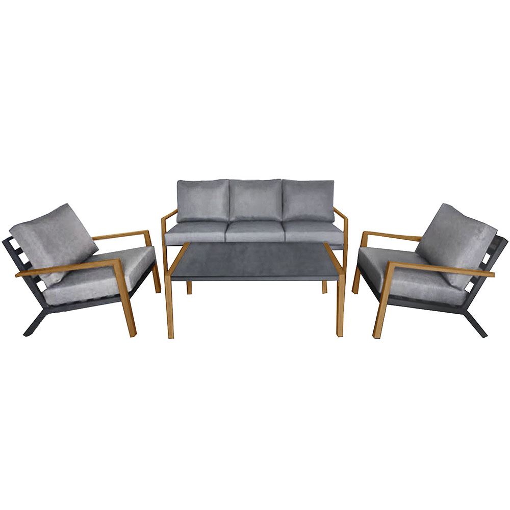 Zahradní sestava k sezení POP | stolek+2 křesla+pohovka | šedá | ALM1135