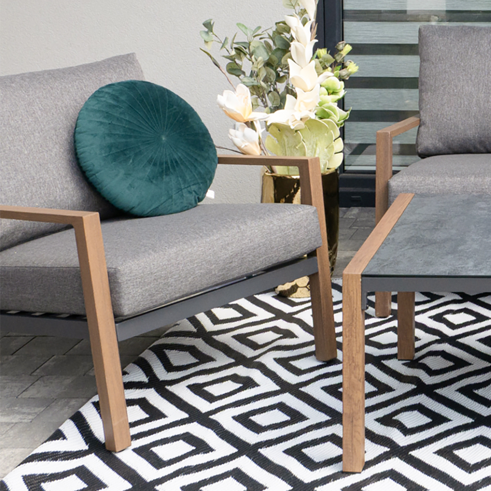 Zahradní sestava k sezení POP | stolek+2 křesla+pohovka | šedá | ALM1135