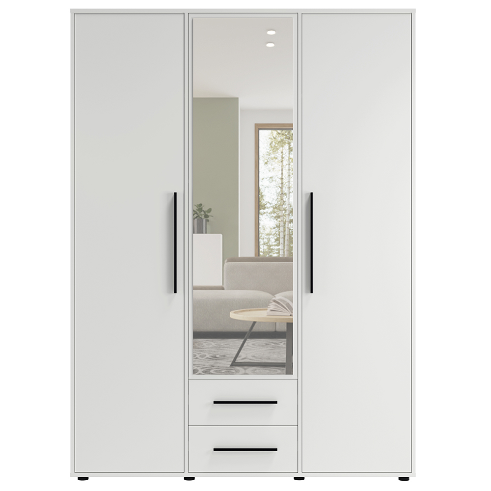 MAXIONE b | šatní skříň SZ3D2SZ MX-12 se zrcadlem | 150 cm | bílá mat