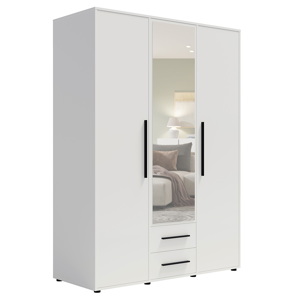 MAXIONE b | šatní skříň SZ3D2SZ MX-12 se zrcadlem | 150 cm | bílá mat