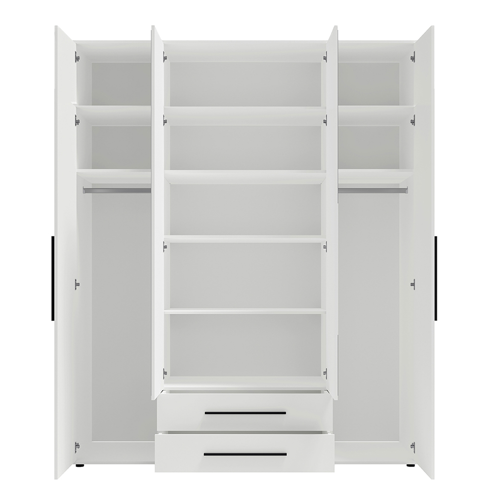 MAXIONE b | šatní skříň SZ4D2SZ + nástavec | se zrcadly | 197,6 cm | bílá mat