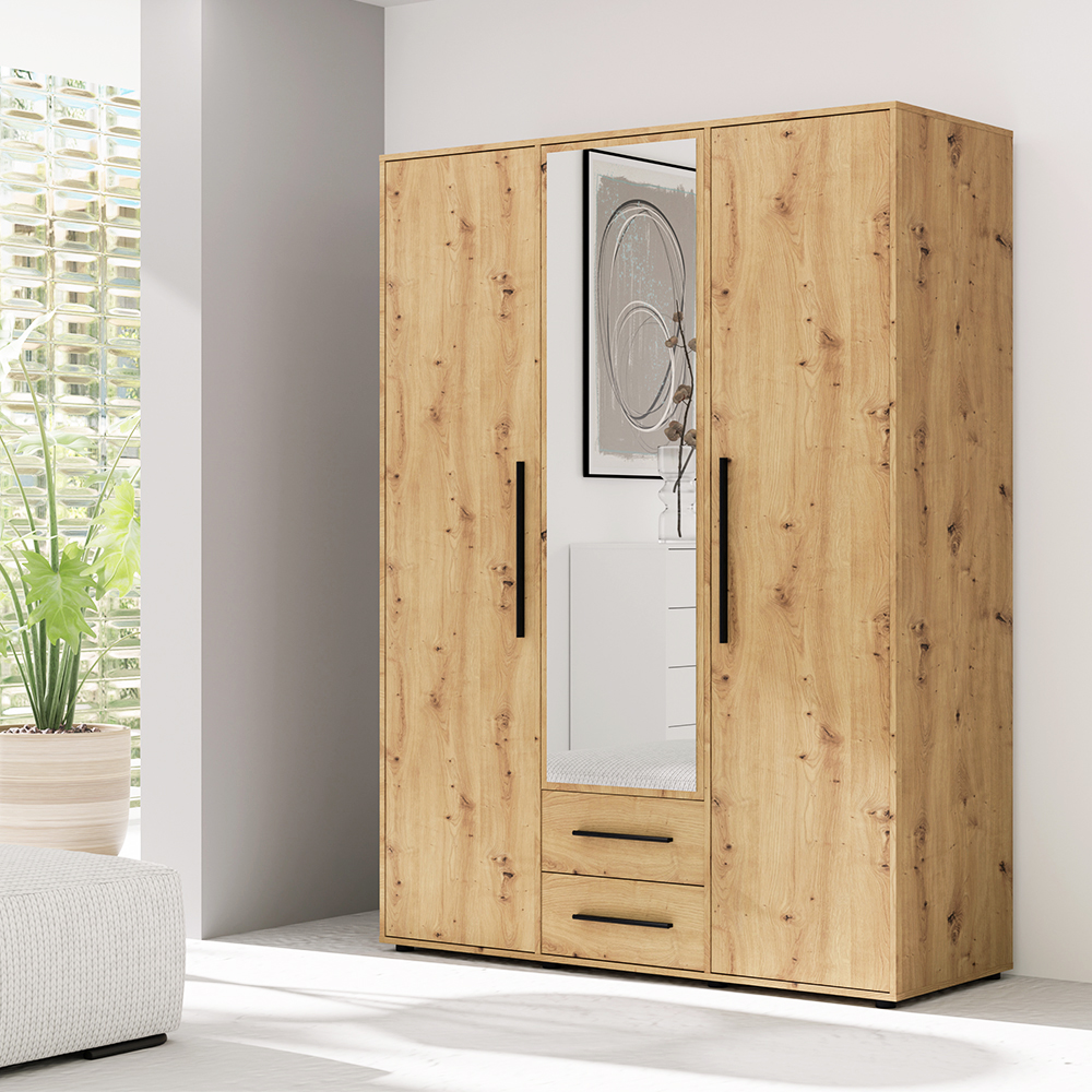 MAXIONE a | šatní skříň SZ3D2SZ MX-12 se zrcadlem | 150 cm | artisan
