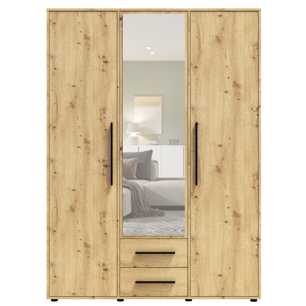MAXIONE a | šatní skříň SZ3D2SZ MX-12 se zrcadlem | 150 cm | artisan