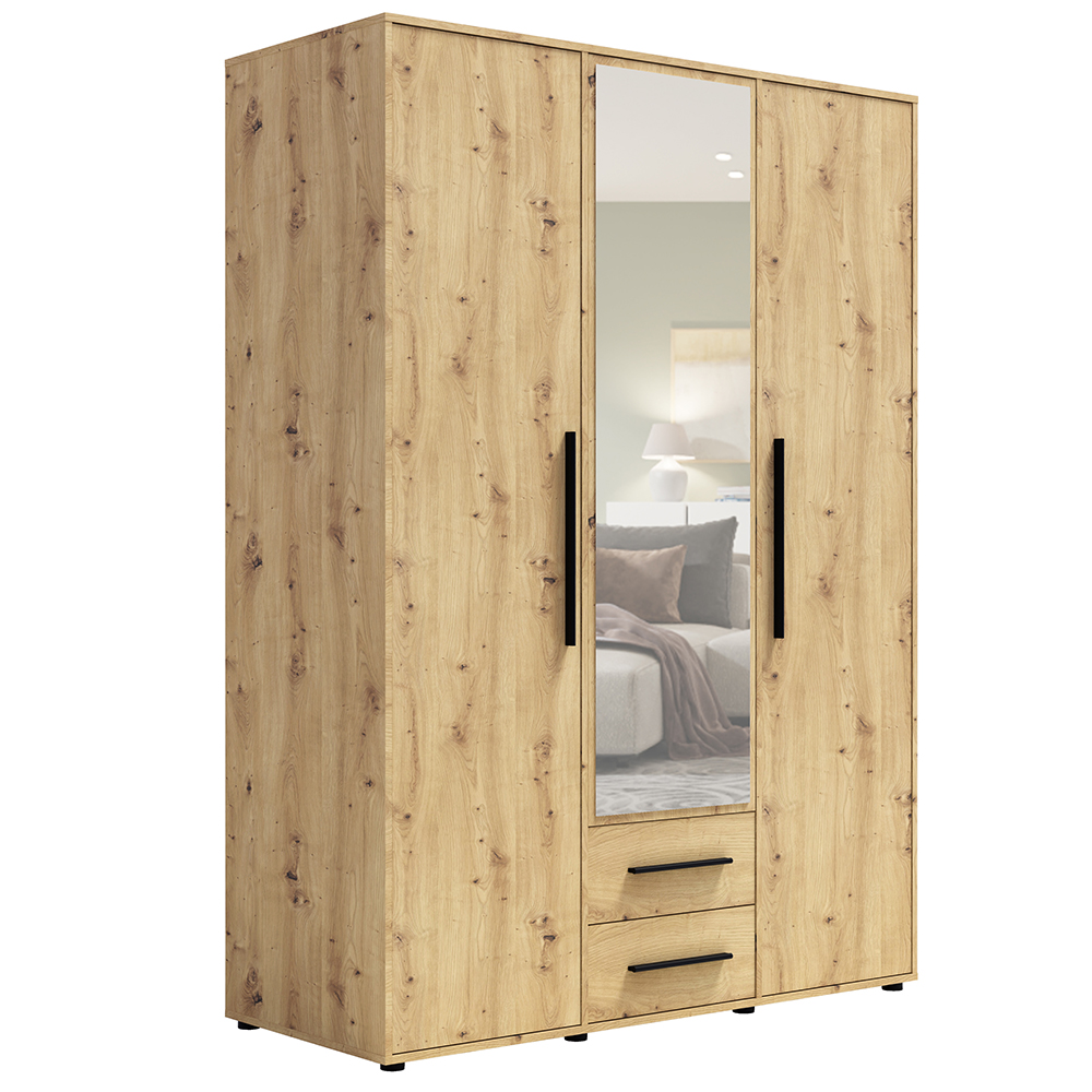 MAXIONE a | šatní skříň SZ3D2SZ MX-12 se zrcadlem | 150 cm | artisan